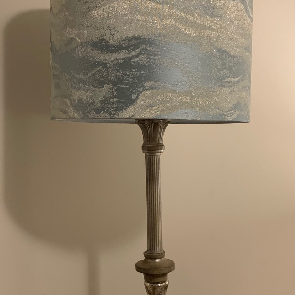 Mercury Glass Antique Lamp with New Shade